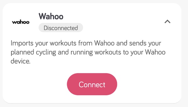Wahoo card on the Integrations page