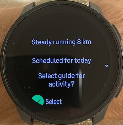 Choosing guide from Suunto Plus menu