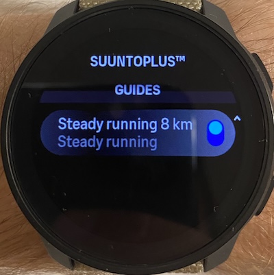 Choosing guide from Suunto Plus menu
