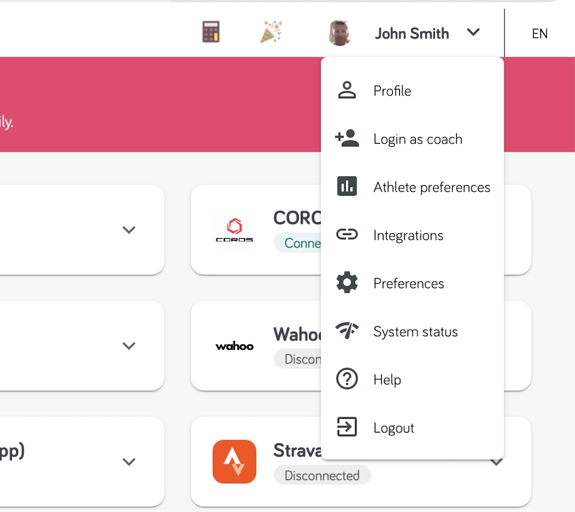 Menu with your name - Integrations