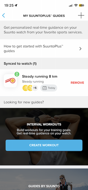 Workout plan in Suunto guides in Suunto app