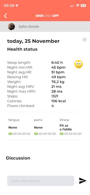 Data imported from Apple Watch