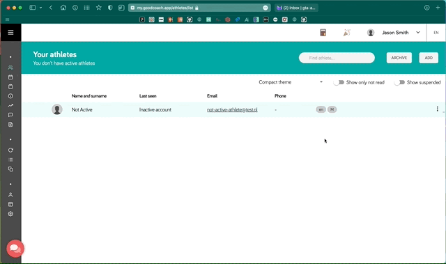 Eliminar un deportista inactivo