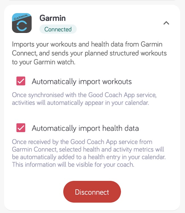 Importación automática de datos sanitarios en la tarjeta de Garmin