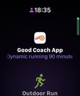 Good Coach App custom workout on watch