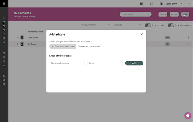 Otwieranie okna dodawania zawodników