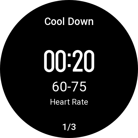 A heart rate step during the workout on an Amazfit watch